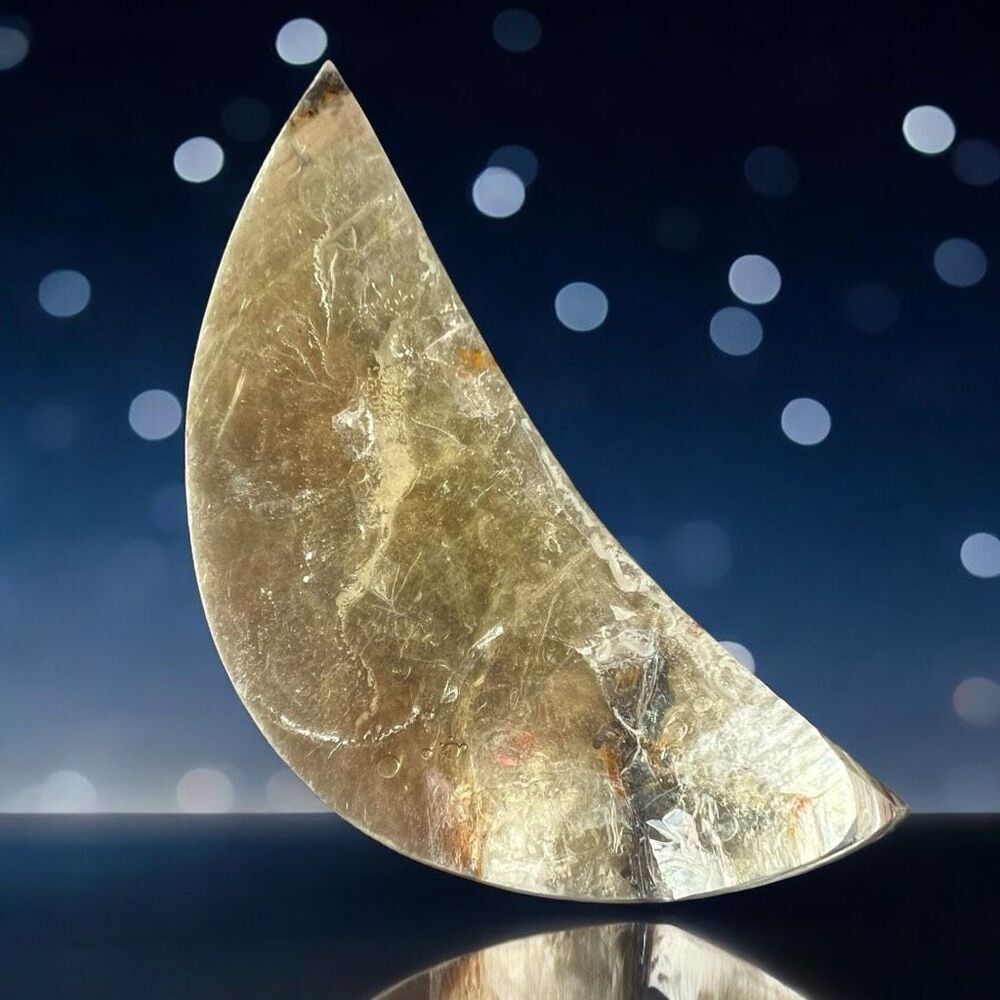Golden Mica‎ Crystal Crescent Moon Carving